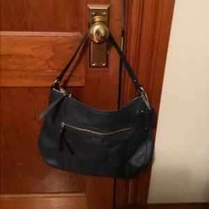 Navy blue leather Coach bag